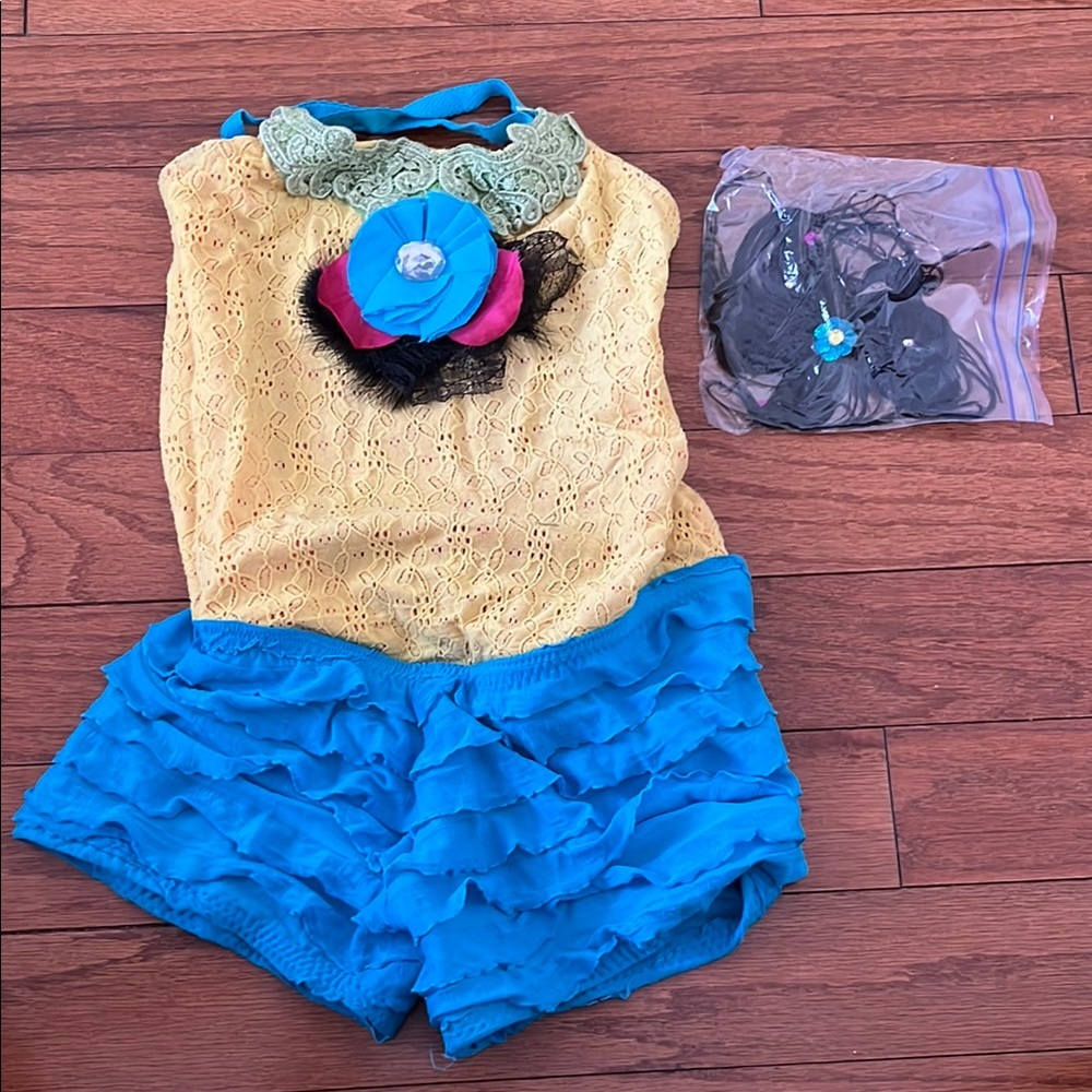 Vibrant Blue and Yellow Dance Costume Set